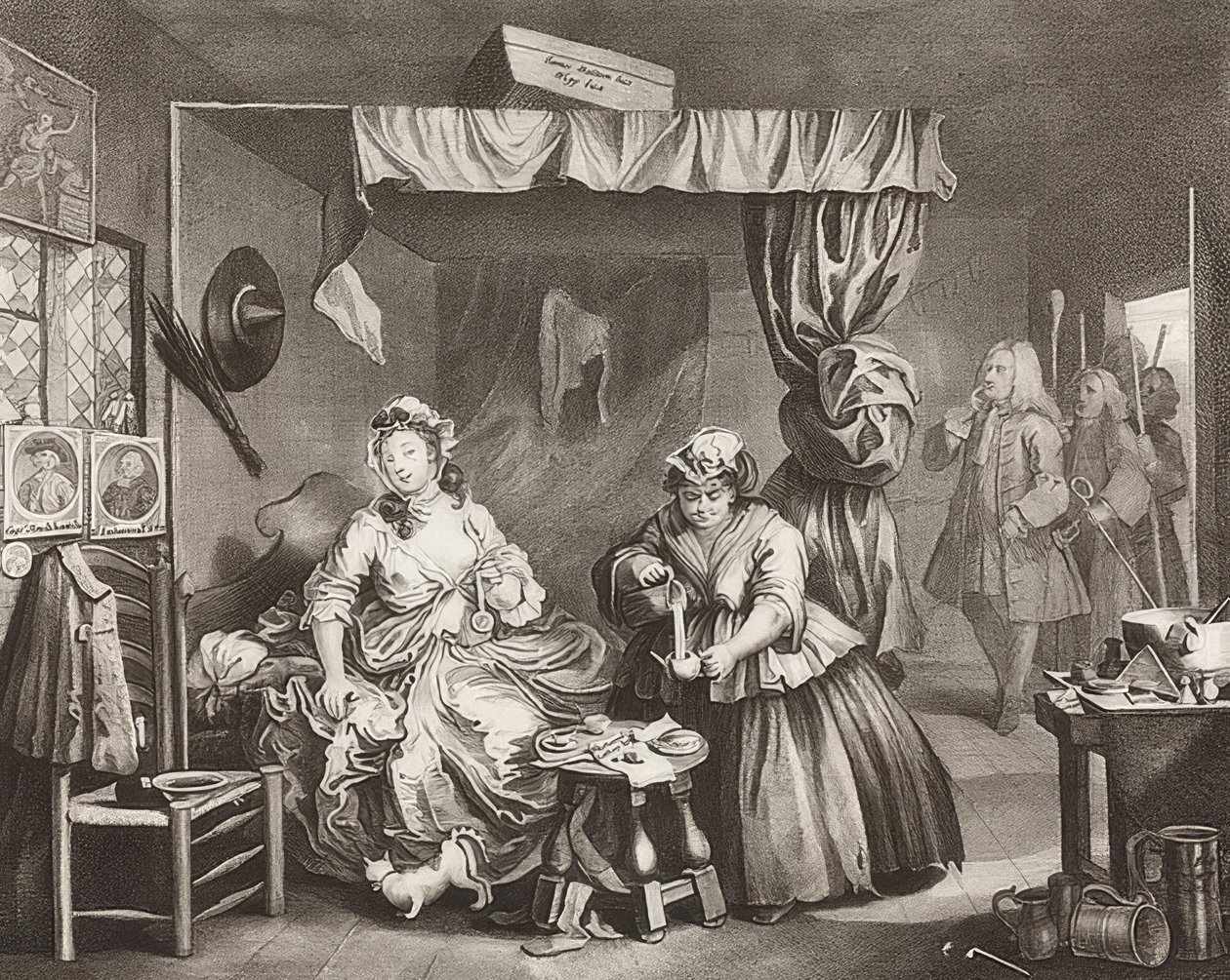 El progreso de una ramera / Der Weg einer Dirne, Hoja 3: El arresto. 1732 de William Hogarth