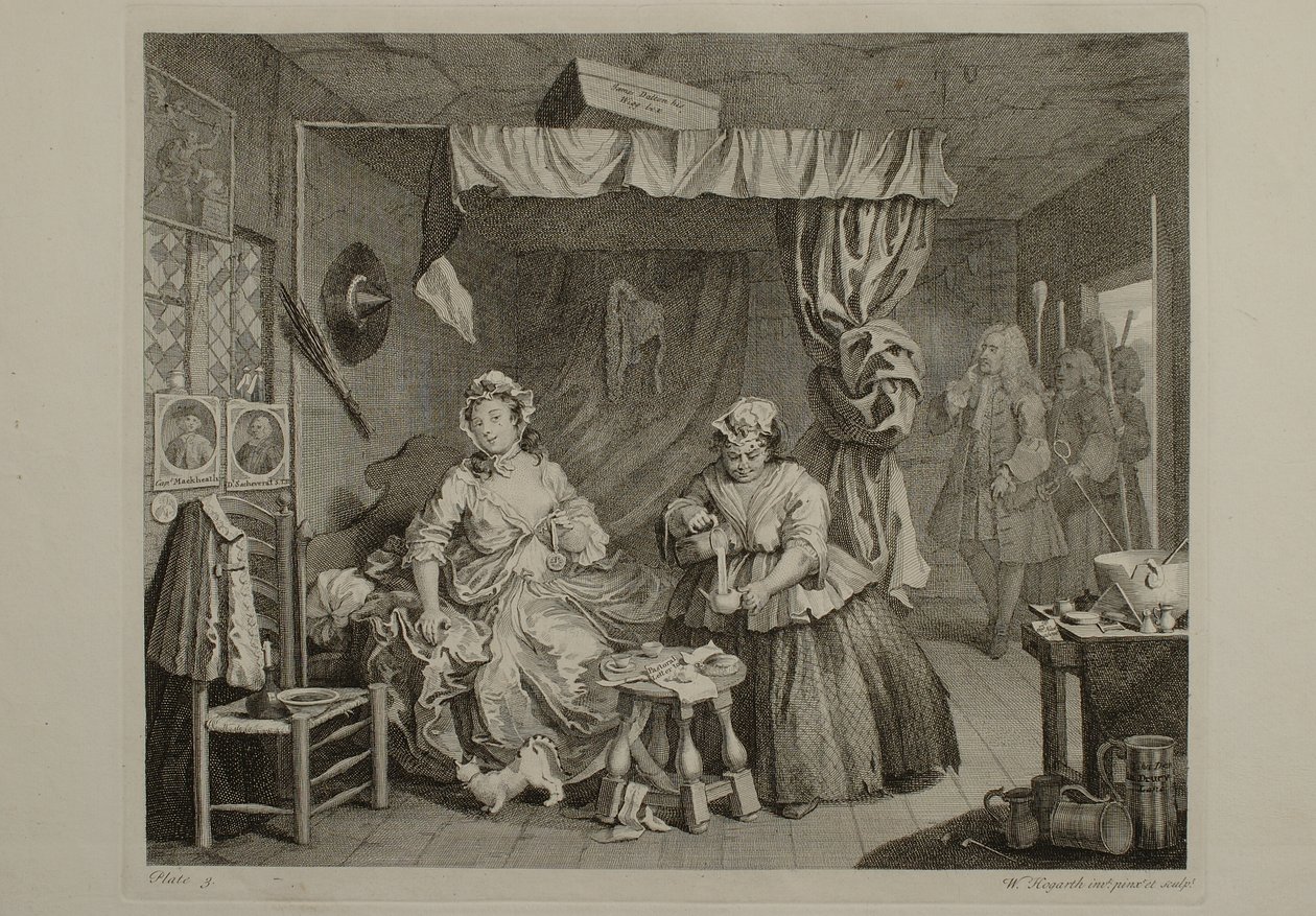 La trayectoria de una ramera: Lámina 3 de William Hogarth