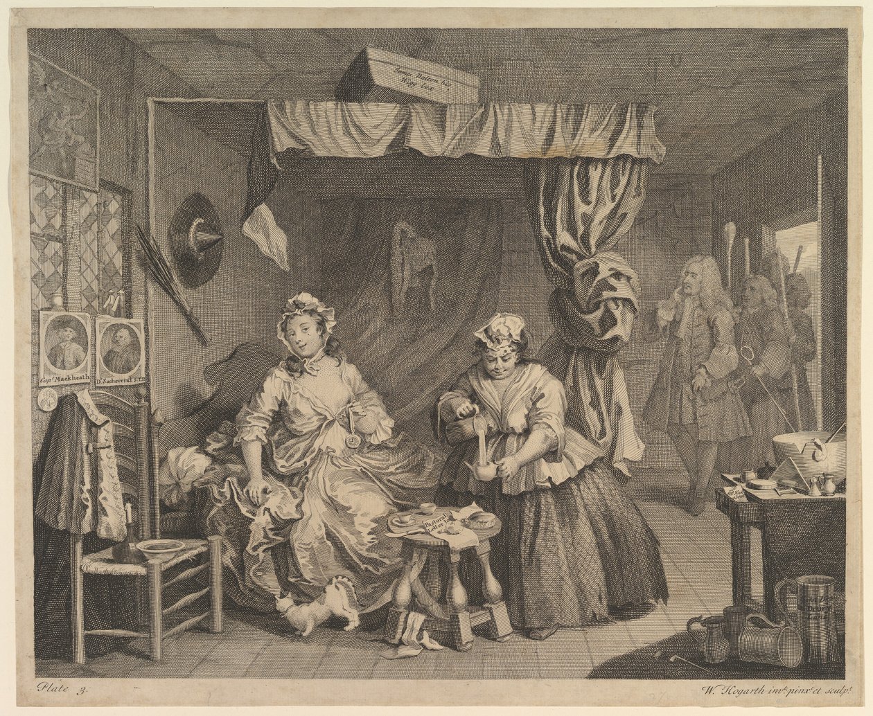 La carrera de una prostituta, lámina 3 de William Hogarth