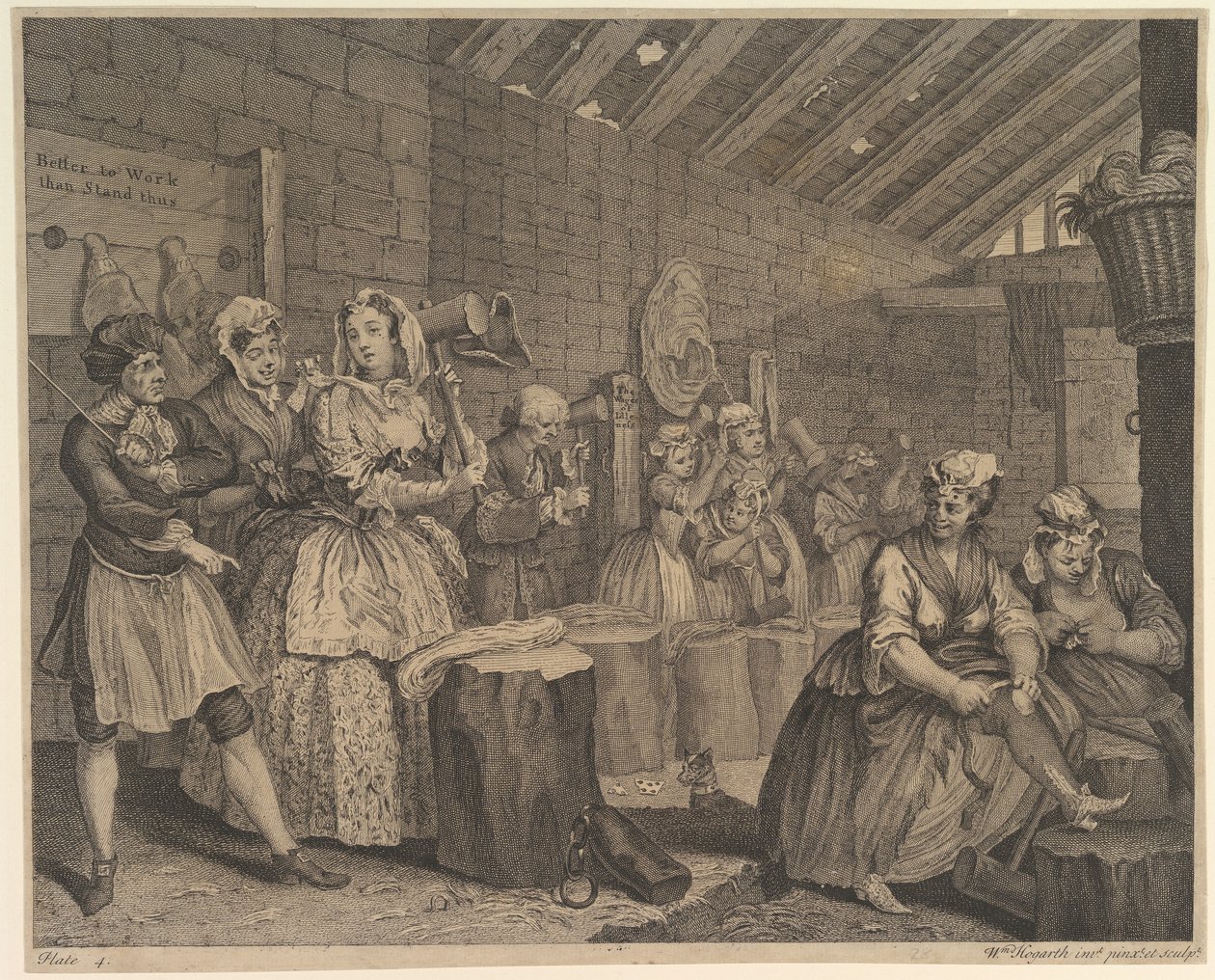 «La trayectoria de una ramera», lámina 4 de William Hogarth