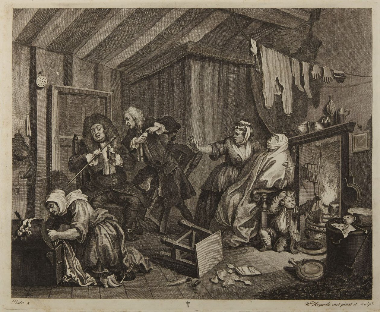 «La carrera de una ramera», lámina 5 de William Hogarth
