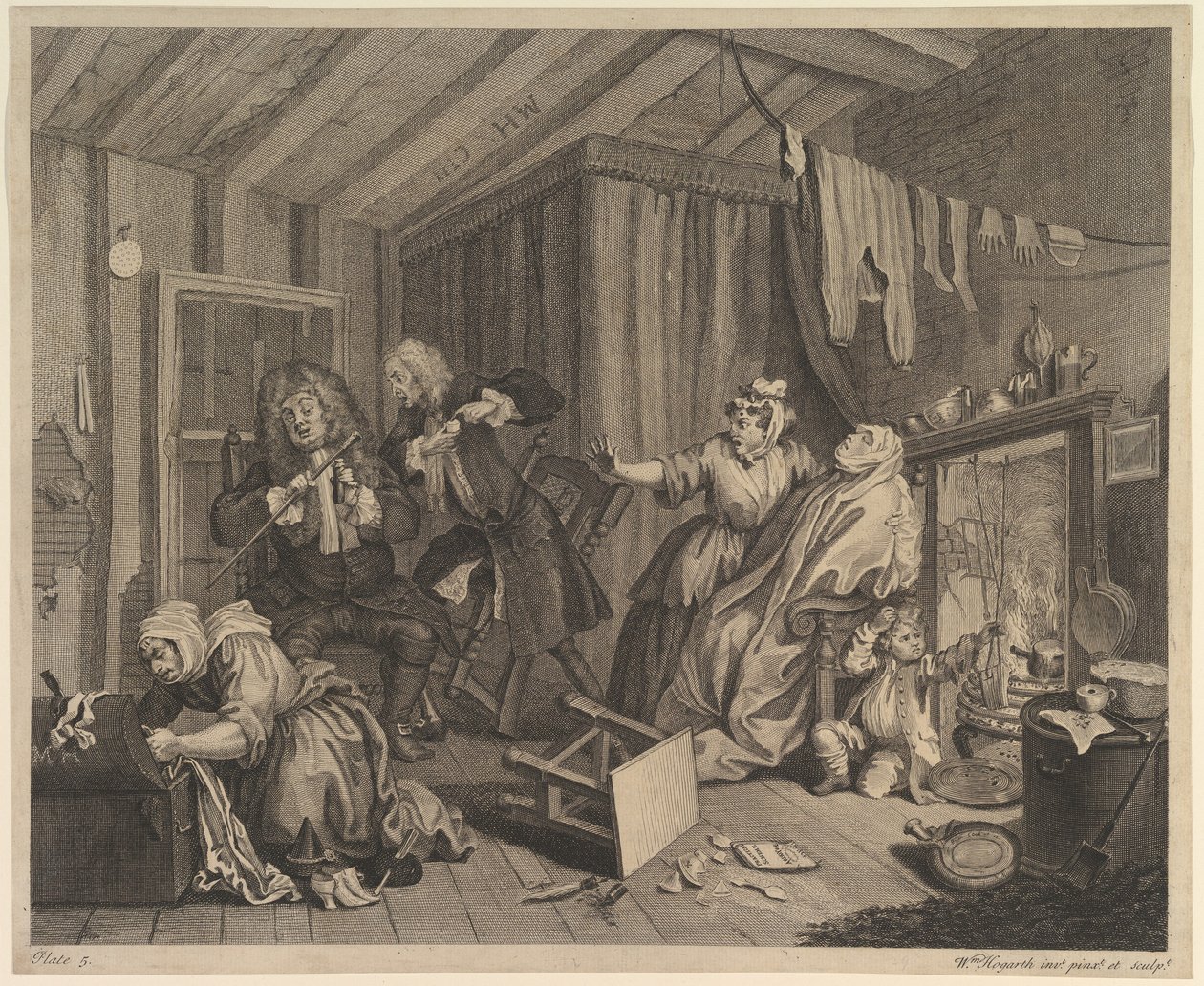 El progreso de una ramera, placa 5, antes de abril de 1732 de William Hogarth