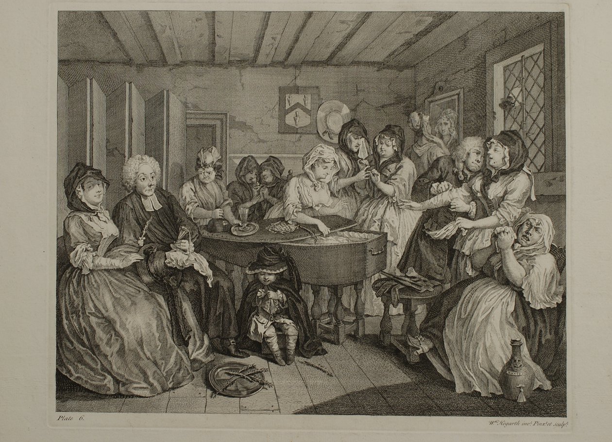 La carrera de una prostituta: Lámina 6 de William Hogarth