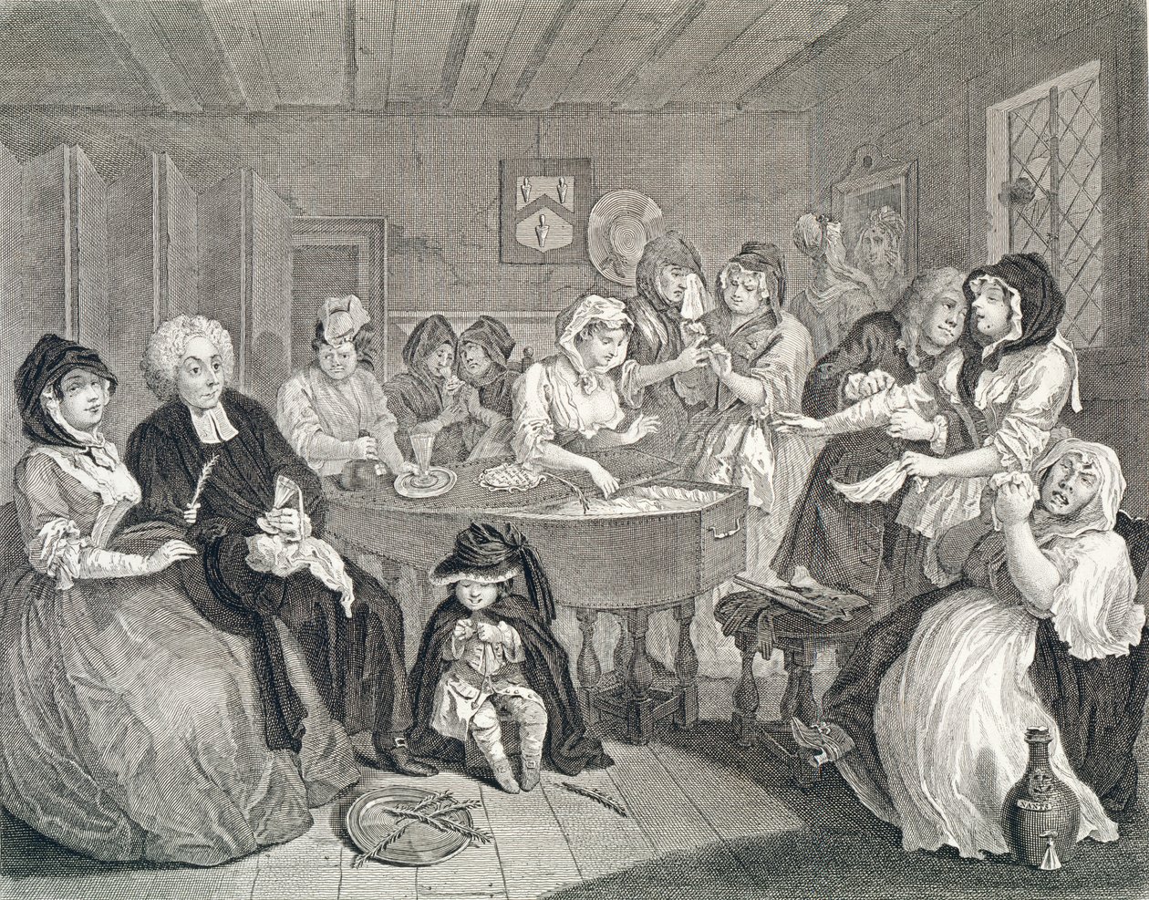 El Progreso de una Prostituta, Placa Seis: El Funeral de William Hogarth