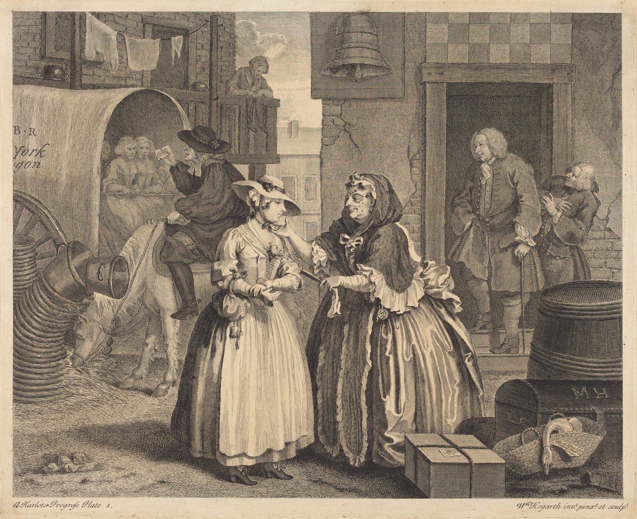La carrera de una prostituta: lámina 1 de William Hogarth