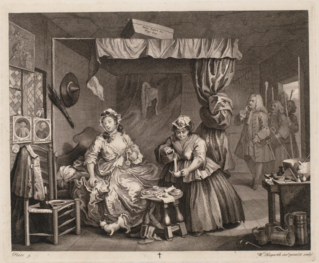 El progreso de una ramera, placa 3 de William Hogarth