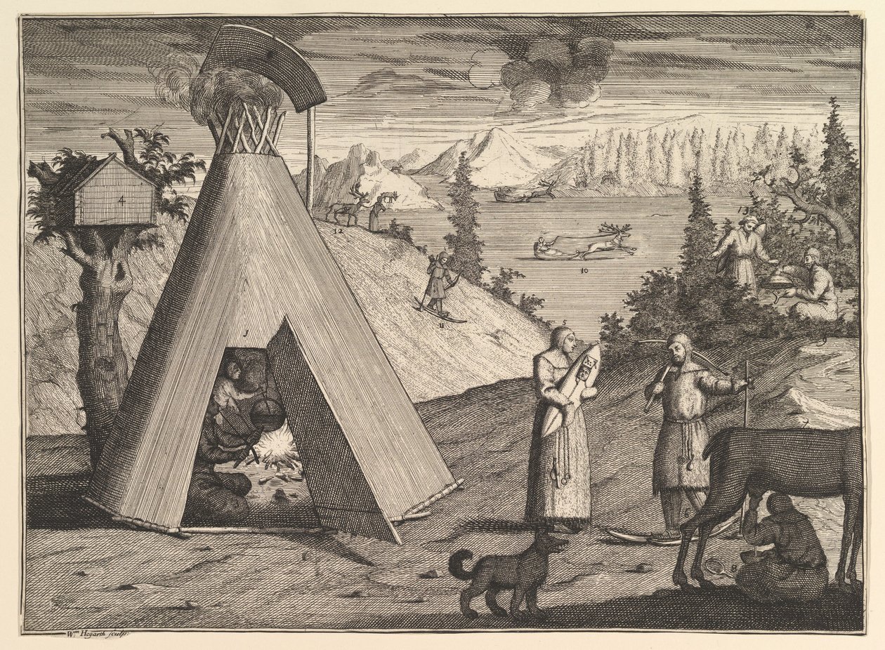 Una cabaña lapona de los viajes de Aubry de La Mottraye por Europa, Asia y parte de... de William Hogarth