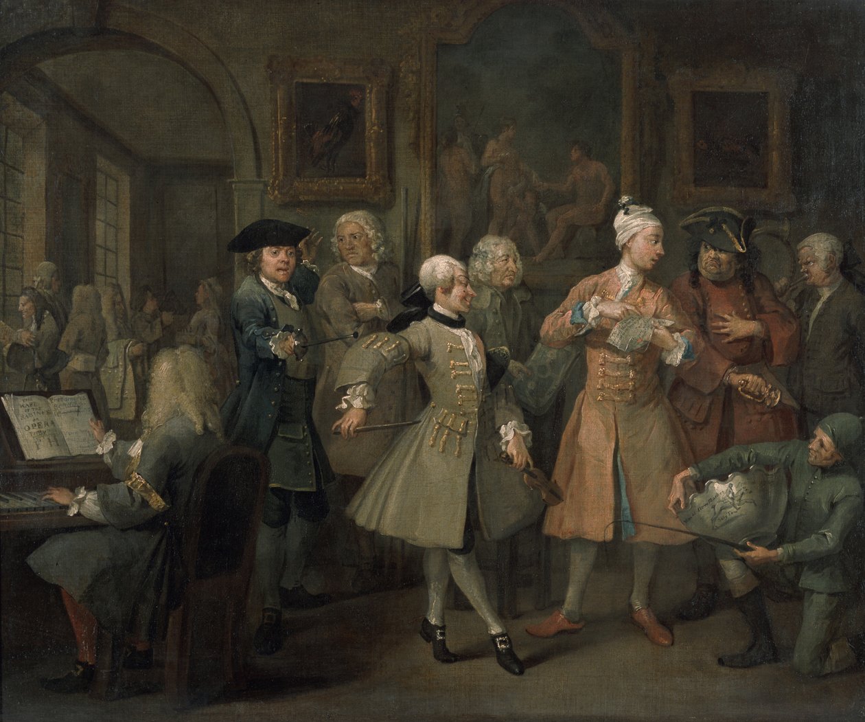 El Progreso de un Libertino II: La Recepción del Libertino, 1733 de William Hogarth