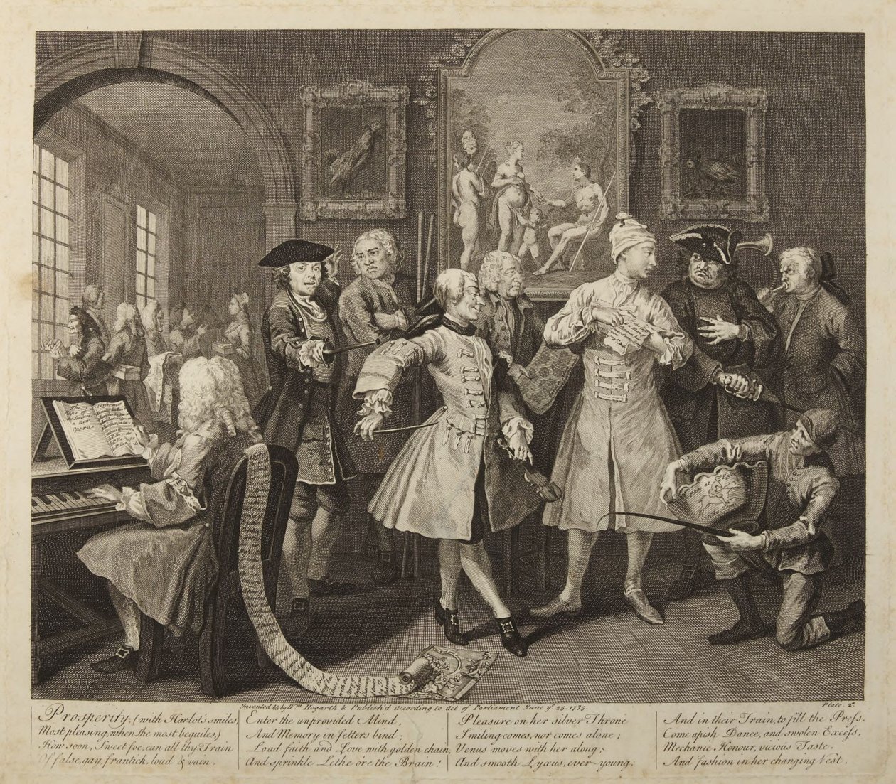 «La carrera de un libertino», lámina 2 de William Hogarth