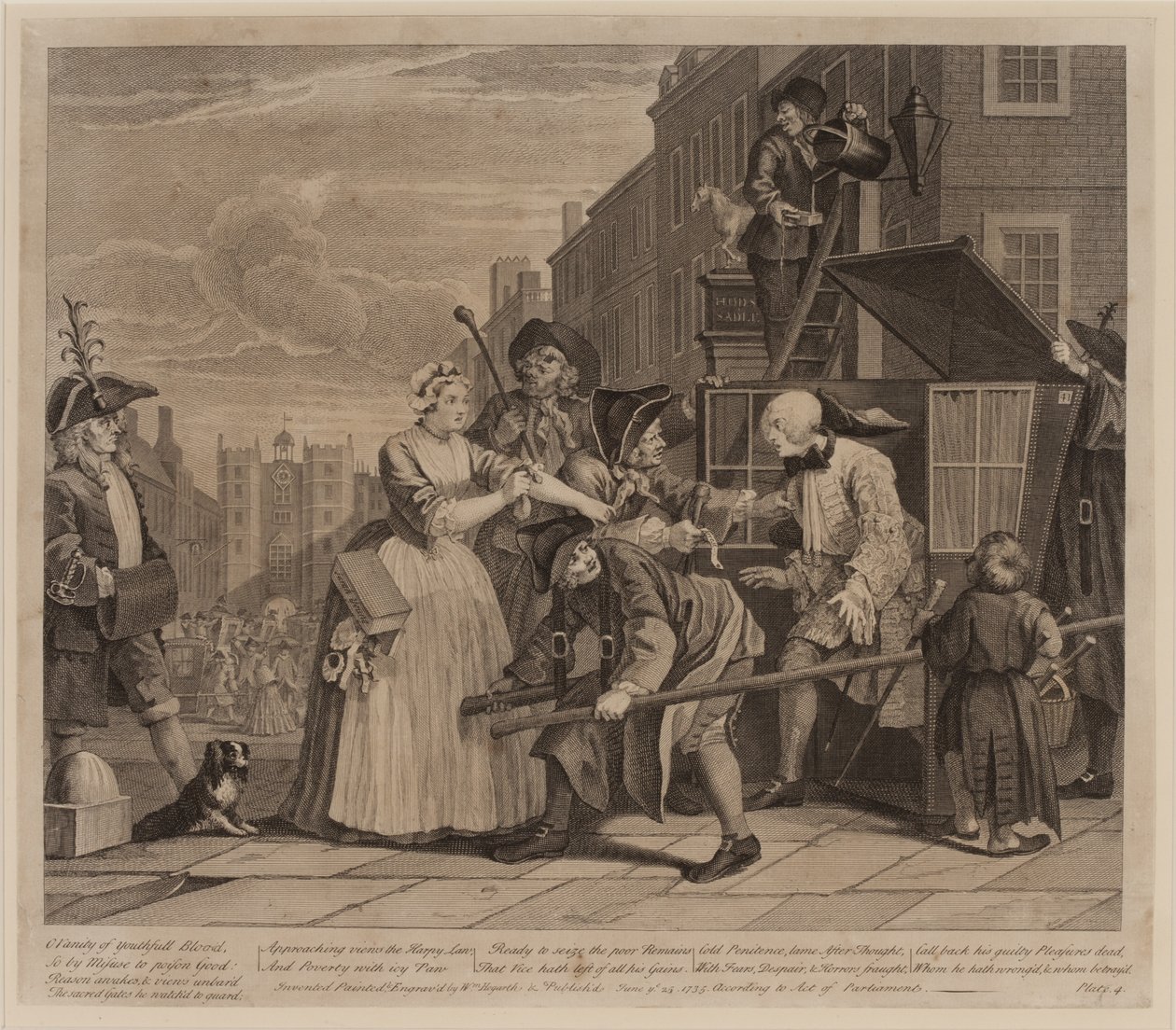 El Progreso de un Libertino, Placa 4 de William Hogarth