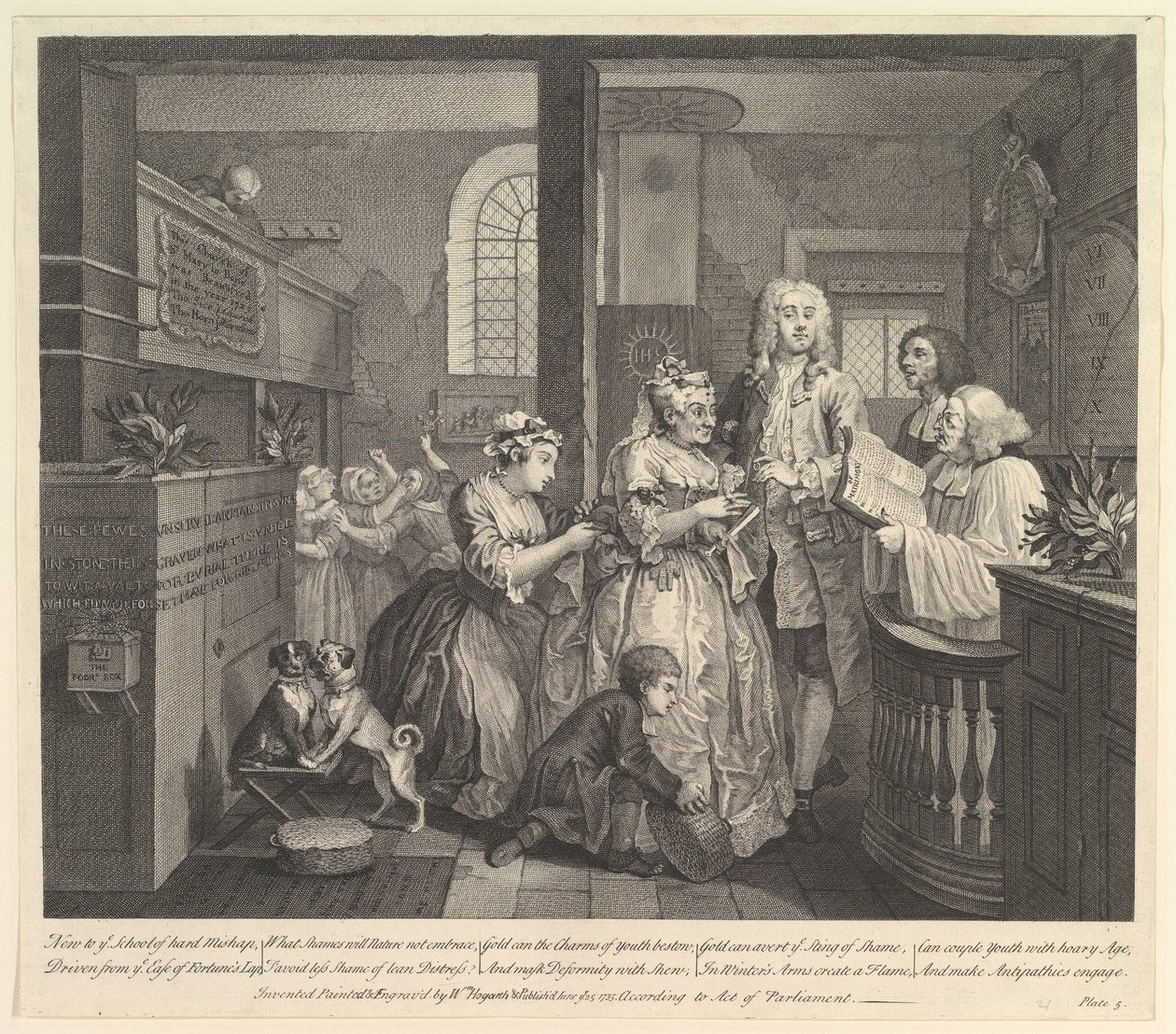 El progreso de un libertino, Placa 5 de William Hogarth