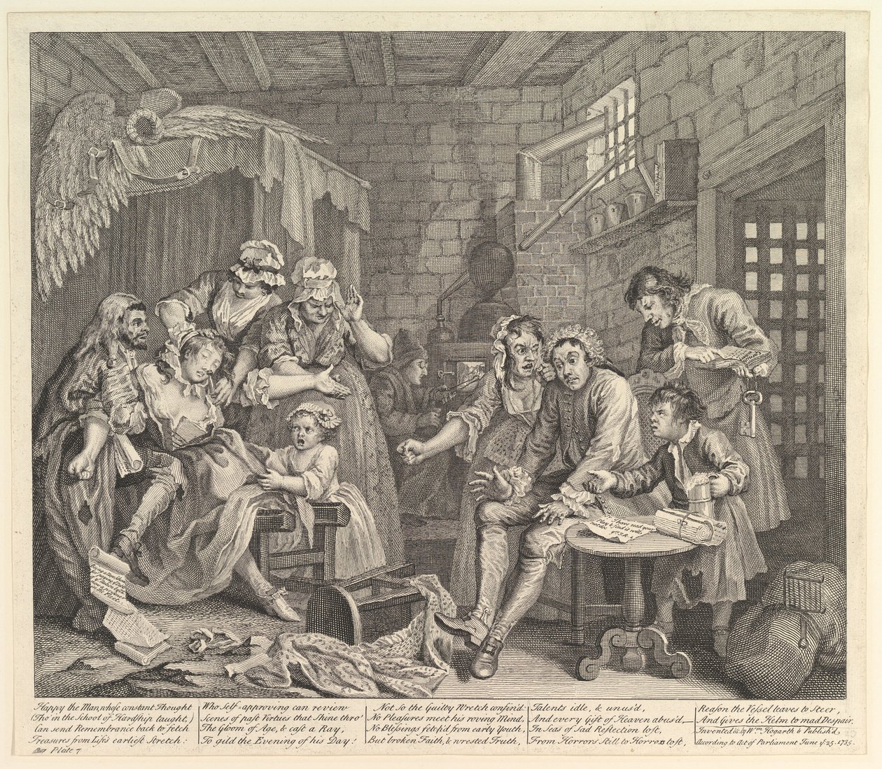 El progreso de un libertino, Placa 7, 25 de junio de 1735 de William Hogarth