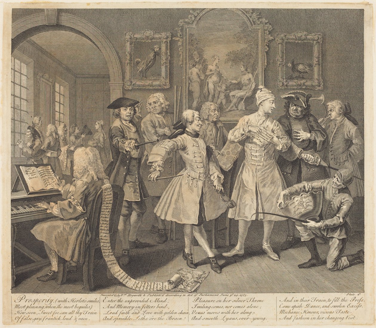 La trayectoria de un libertino: lámina 2 de William Hogarth