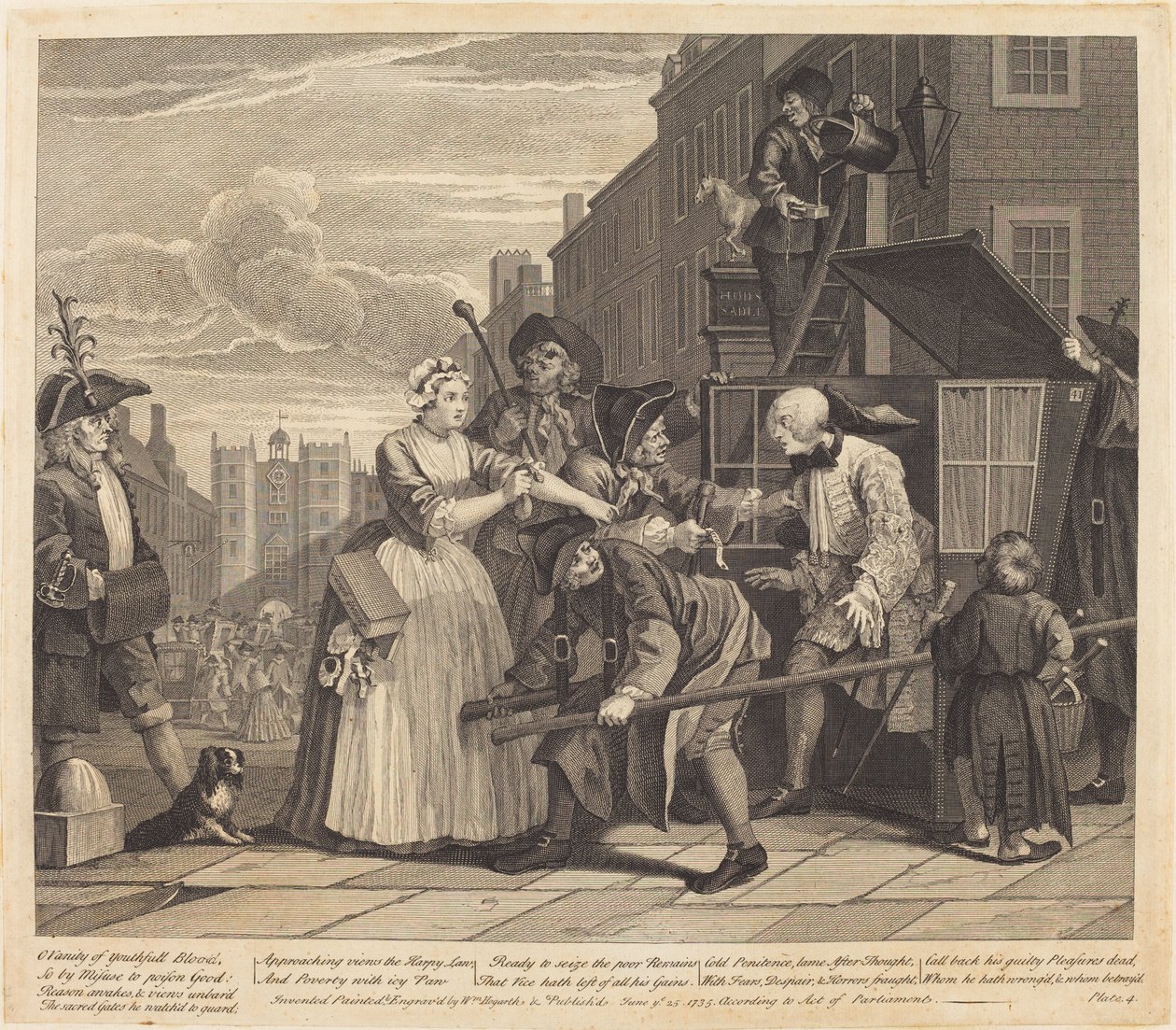 El progreso de un libertino: lámina 4 de William Hogarth
