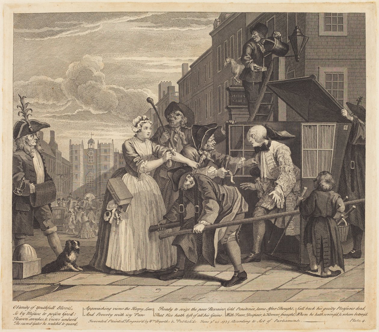 La carrera de un libertino: lámina 4 de William Hogarth