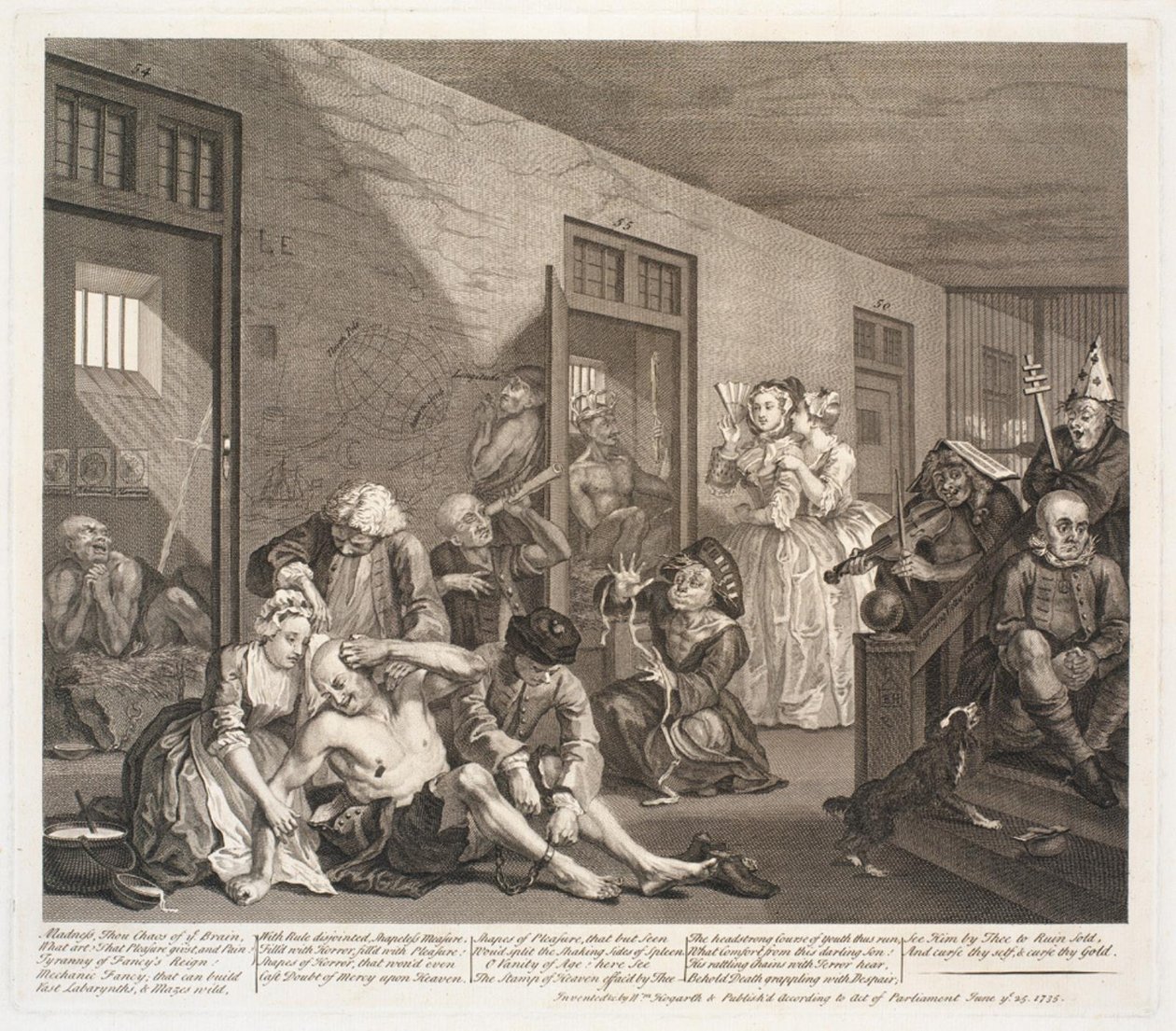 El progreso del libertino, lámina 8 de William Hogarth