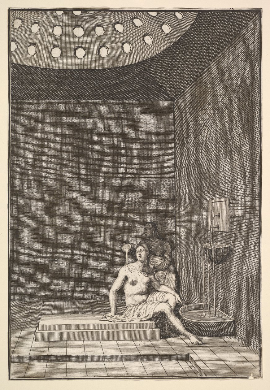 Un baño turco, Viajes de Aubry de La Mottraye por Europa, Asia y en parte de..., 1723-24 de William Hogarth