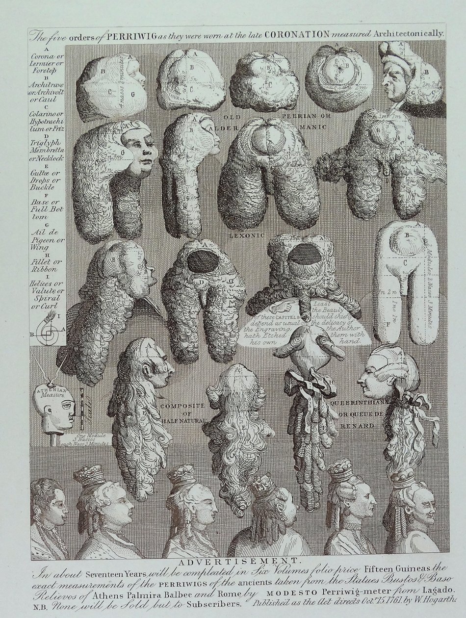 Anuncio de pelucas de William Hogarth
