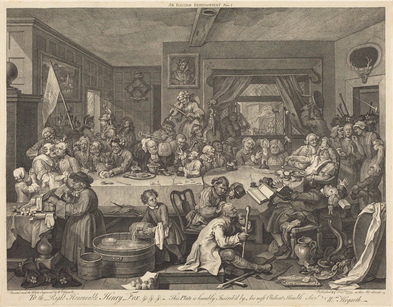 Un banquete electoral de William Hogarth