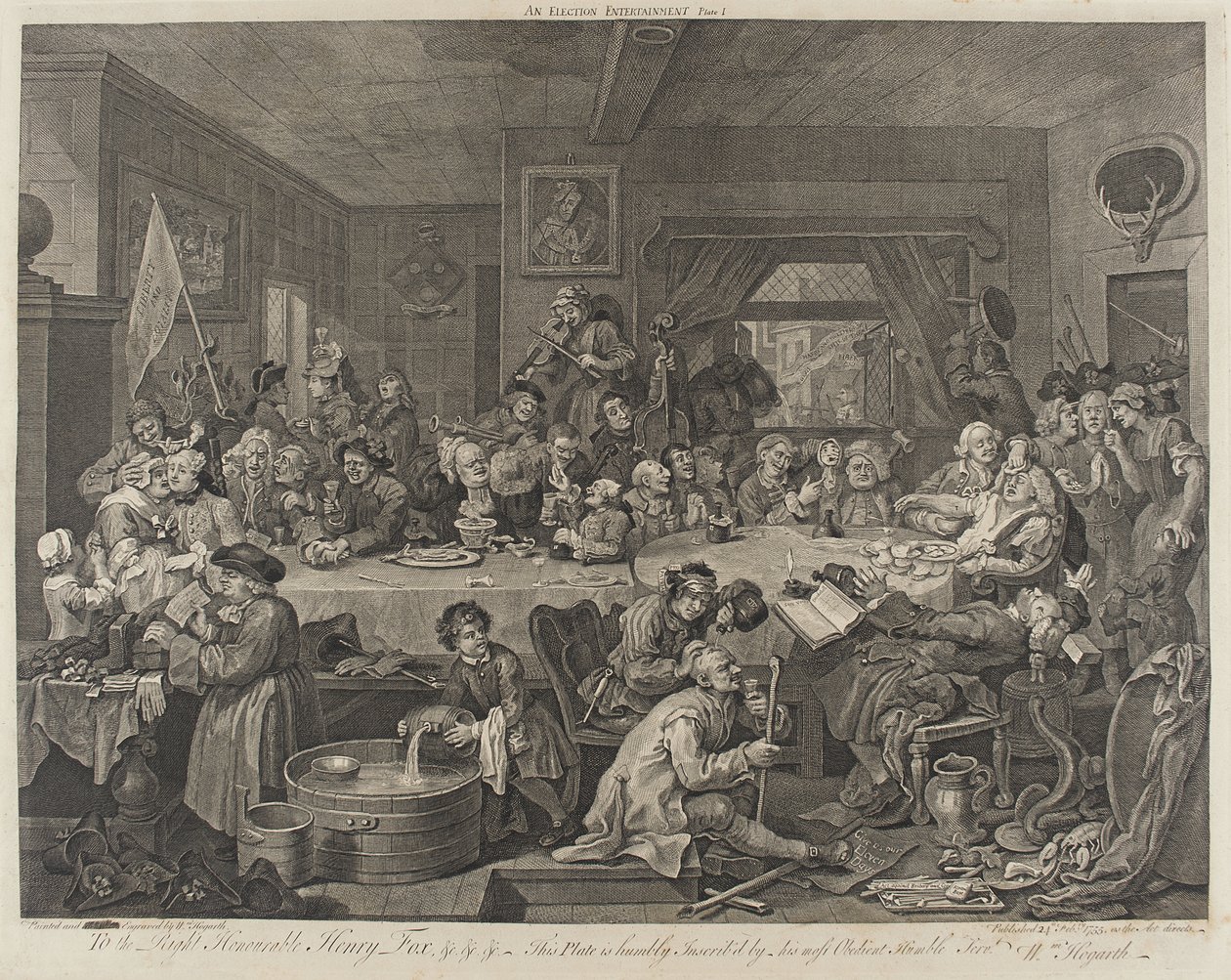 Un banquete electoral de William Hogarth