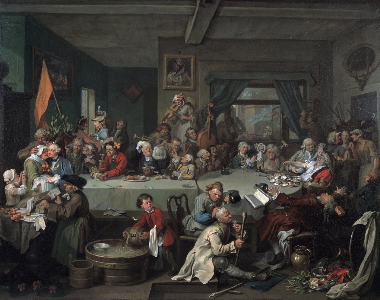 Una fiesta electoral, 1755 de William Hogarth