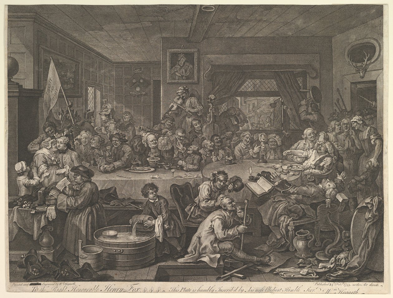 Un entretenimiento electoral, Placa I: Cuatro impresiones de una elección, 24 de febrero de 1755 de William Hogarth
