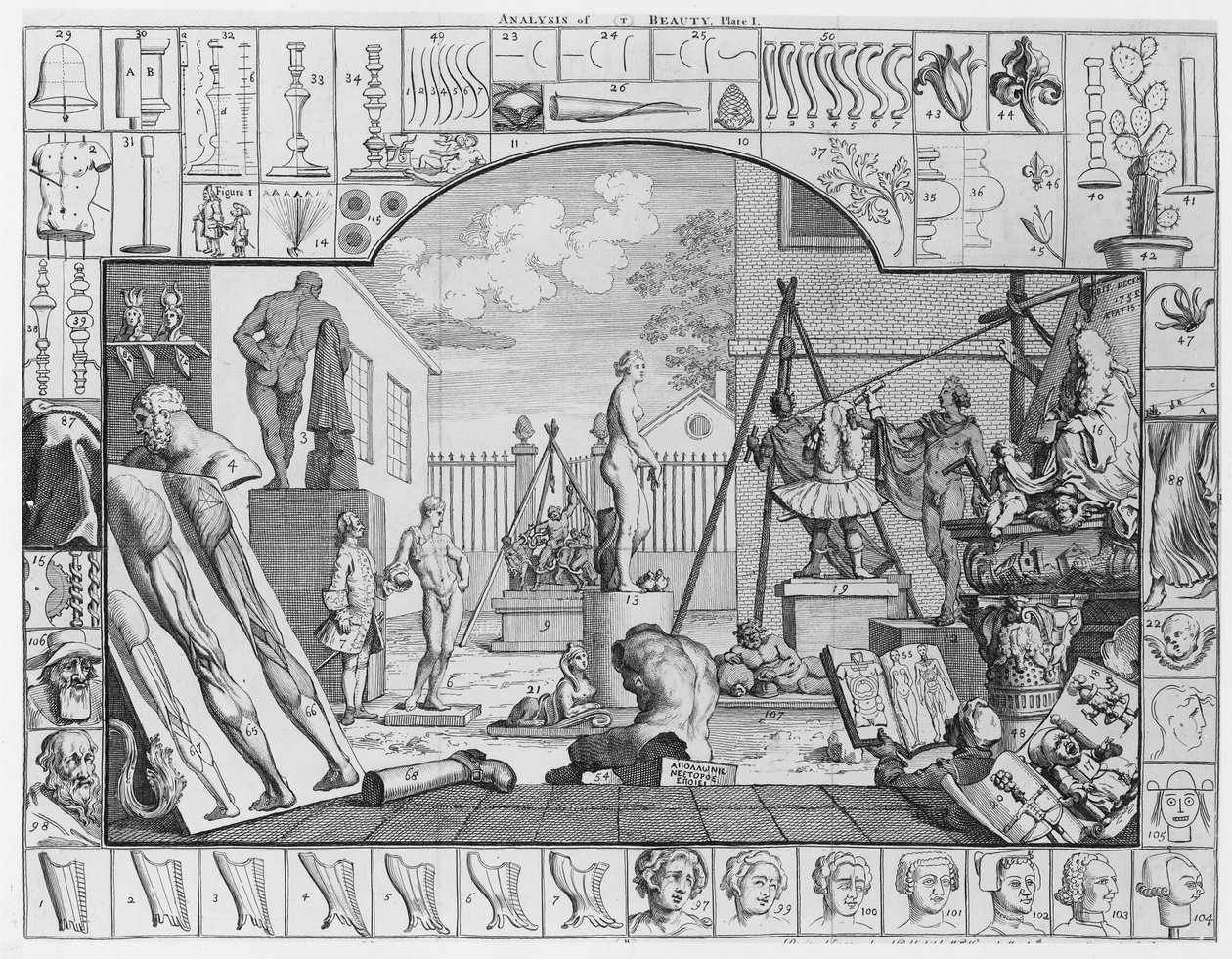 Análisis de la Belleza, Lámina 1, 1753 de William Hogarth