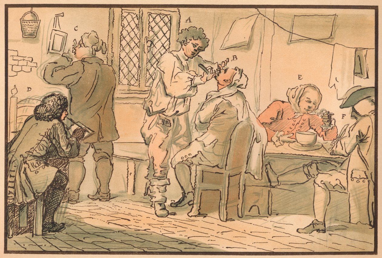 Escena de desayuno de Los Cinco Días de Peregrinación, 1732 de William Hogarth
