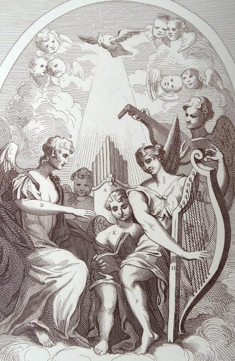 Burlesque sobre el retablo de Kents en St Clement Danes de William Hogarth