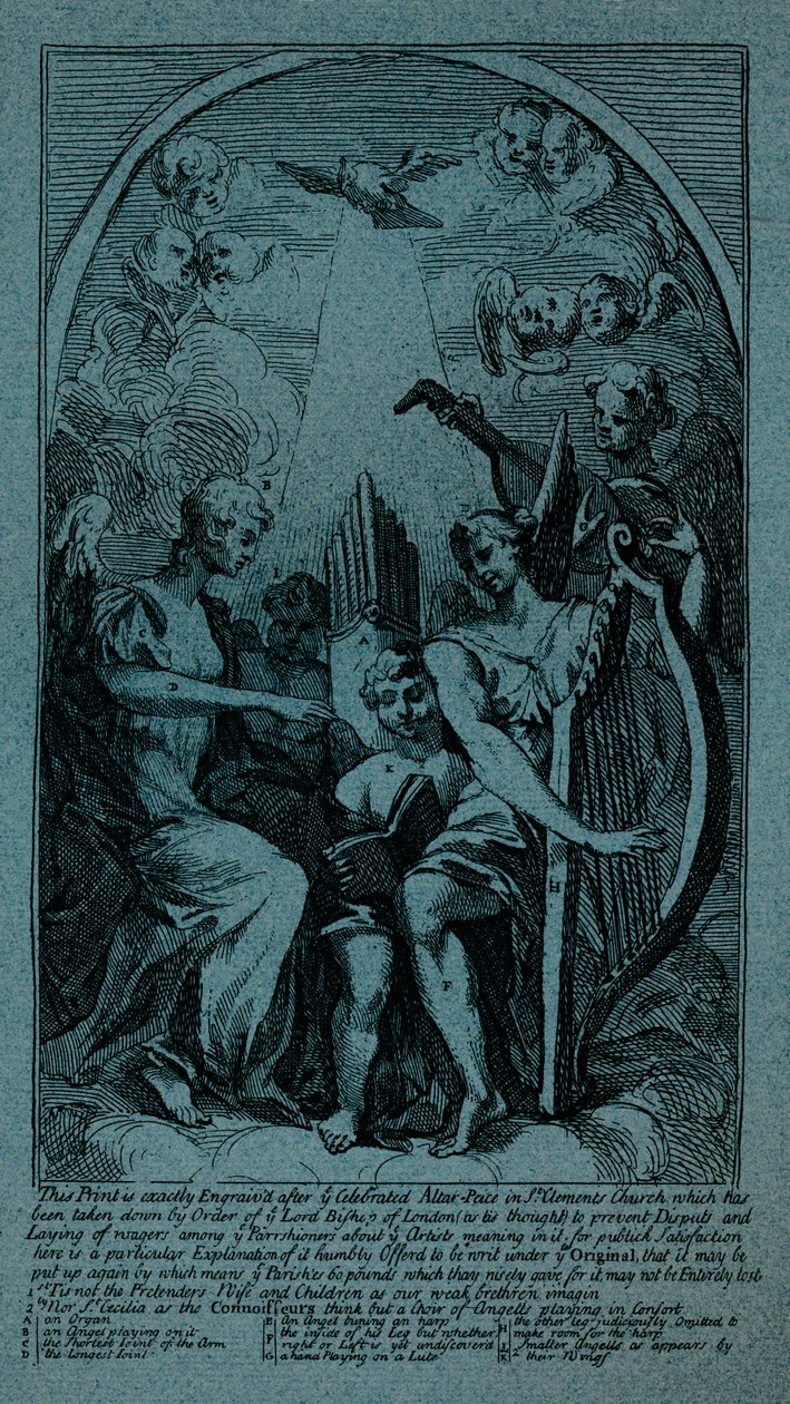 Burlesque en el retablo de Kent en St Clement Danes, c1725 de William Hogarth