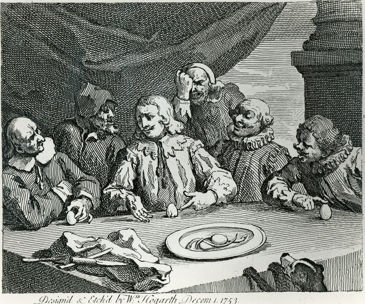 Colón Rompiendo el Huevo, 1753 de William Hogarth