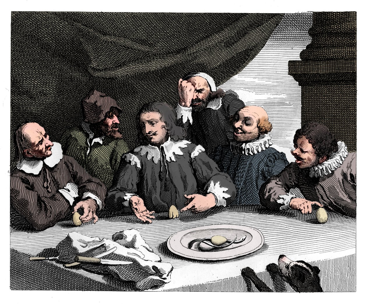 Colón rompiendo el huevo, 1753, 1833 de William Hogarth