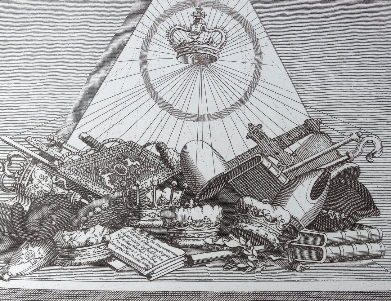 Corona, Mitras, Mazas, Etc de William Hogarth