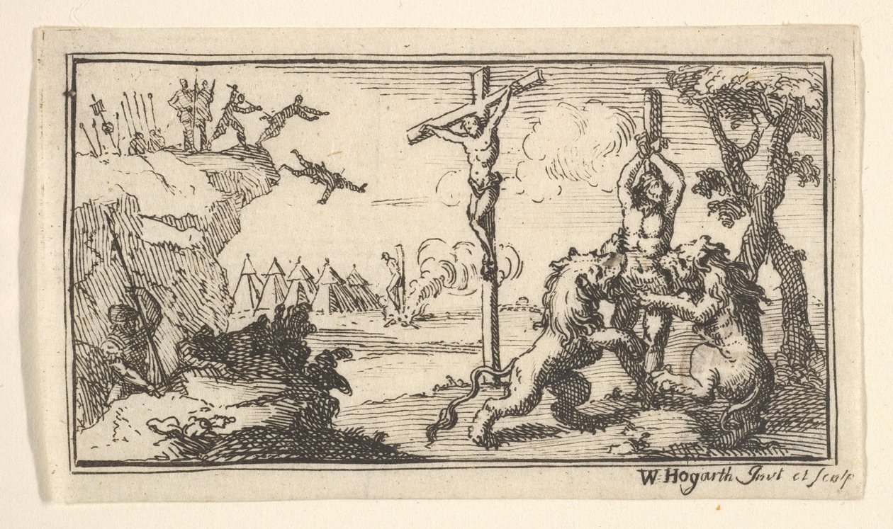 Crucifixión, etc. John Beaver, Castigos Militares Romanos de William Hogarth