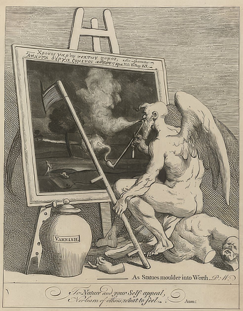 El dios del tiempo fumando un cuadro. 1761 de William Hogarth