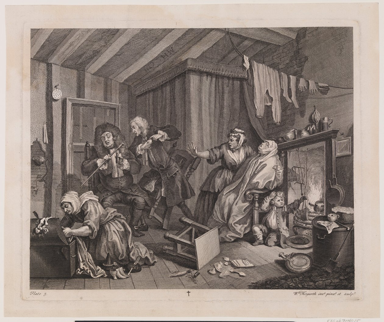 El progreso de una ramera, lámina 5 de William Hogarth