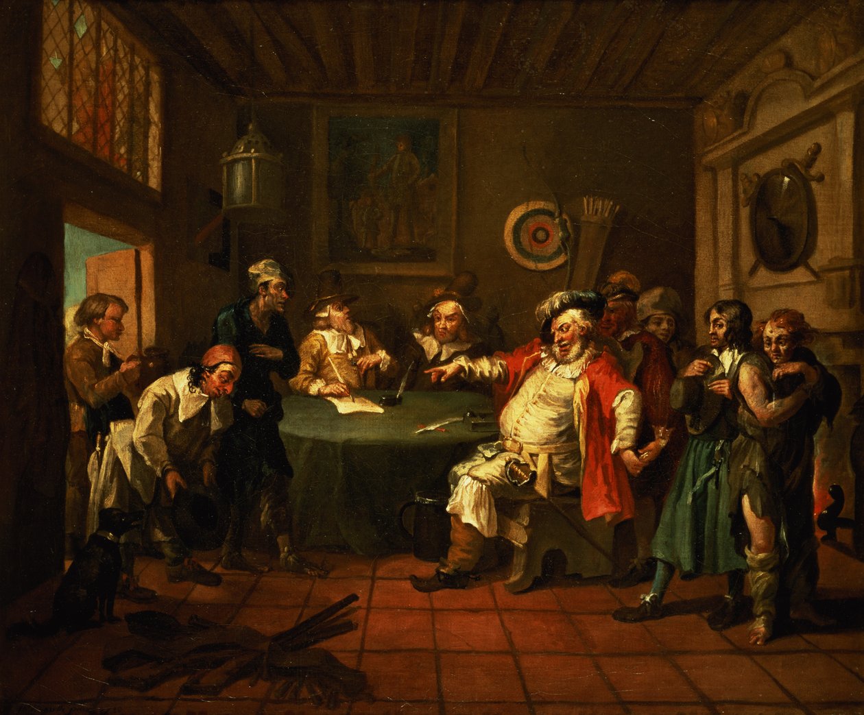 Falstaff examinando a sus reclutas de Enrique IV de Shakespeare, 1730 de William Hogarth