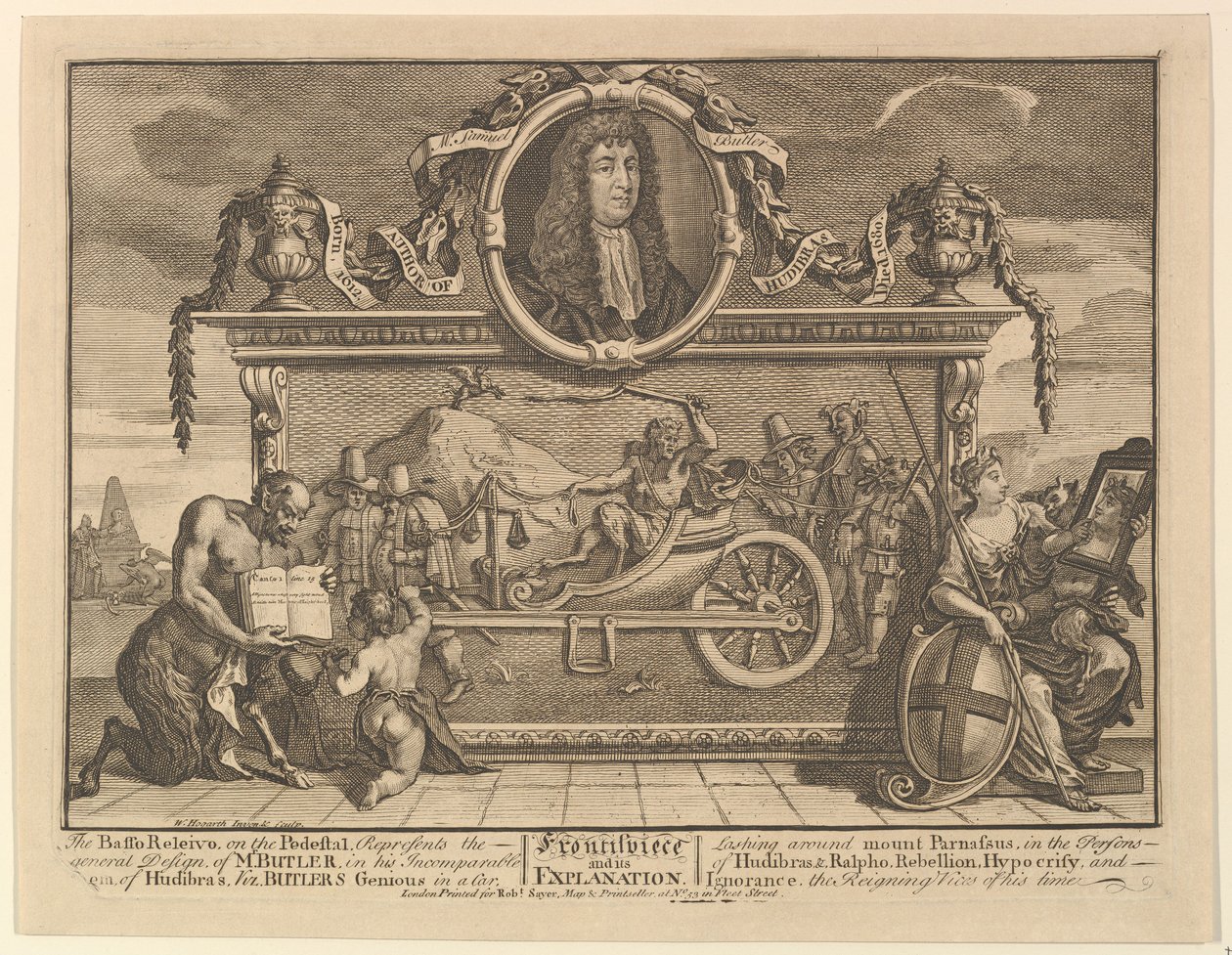 Frontispicio y su explicación Doce grandes ilustraciones para Hudibras de Samuel Butler, 1725-68 de William Hogarth