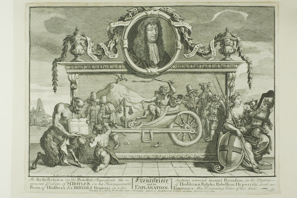 Frontispicio, lámina uno de Hudibras de William Hogarth