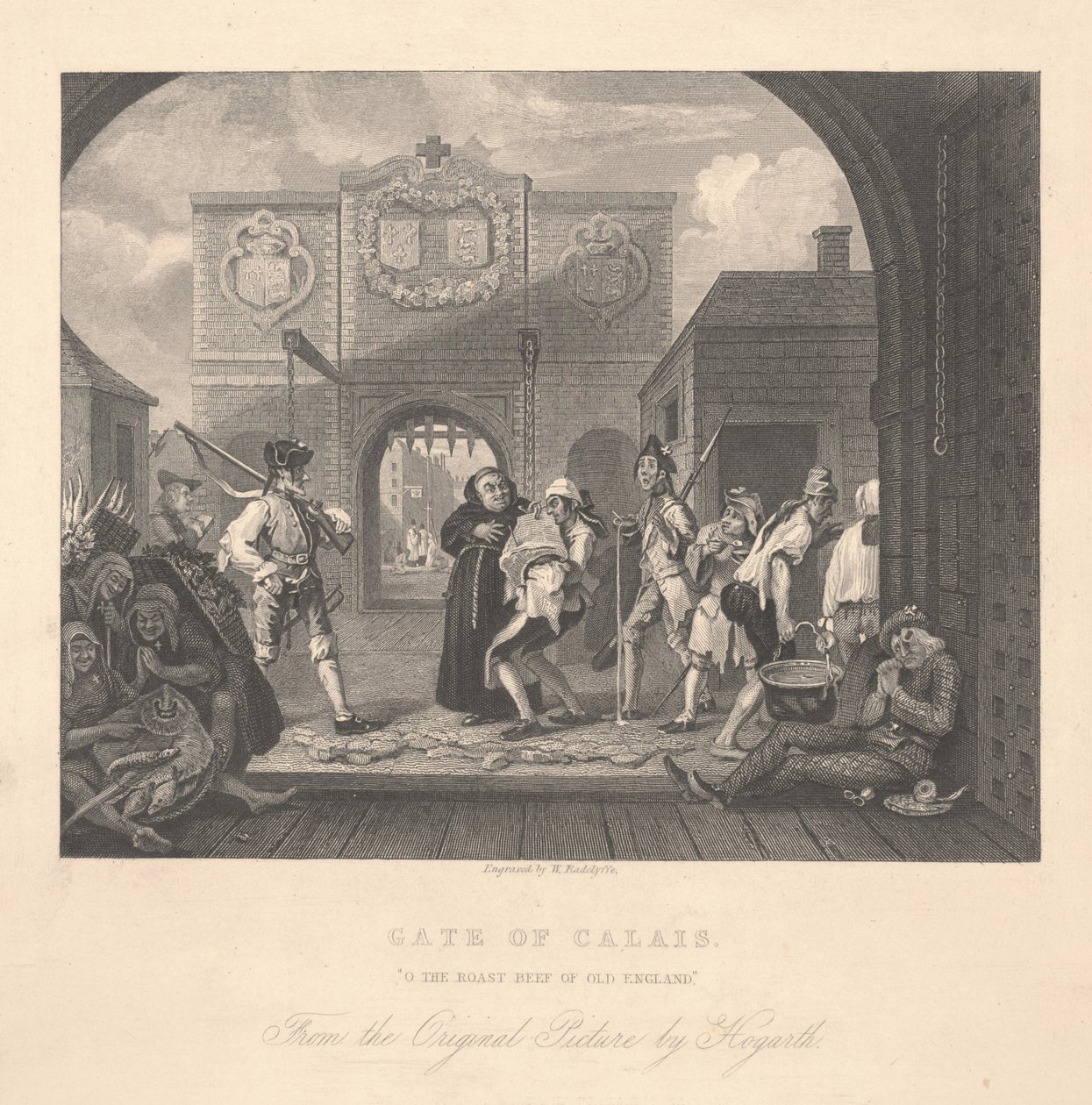 Puerta de Calais, grabado por William Radclyffe (1783-1855) de William Hogarth