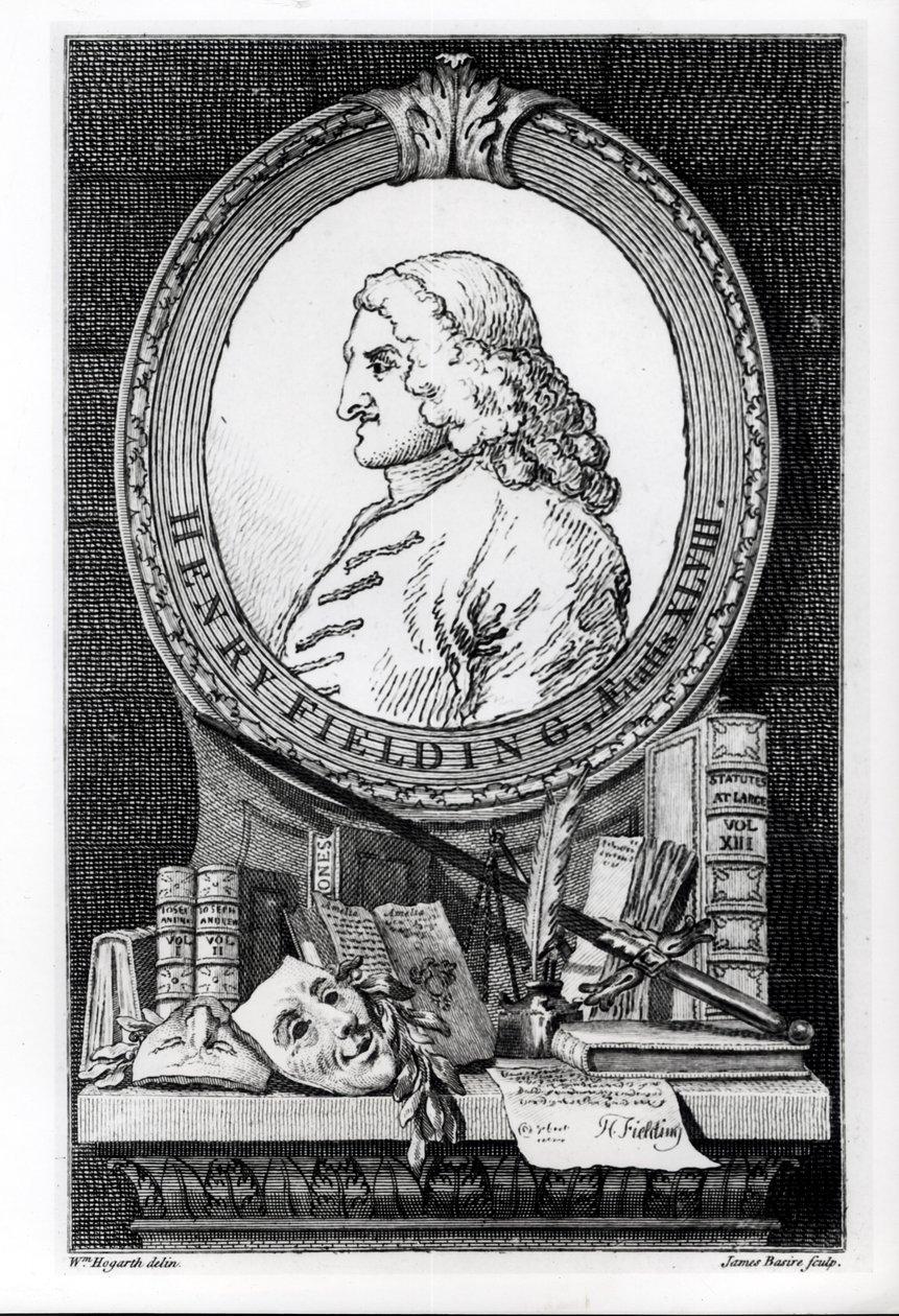 Henry Fielding (1707-54) a la edad de cuarenta y ocho años, grabado por James Basire de William Hogarth