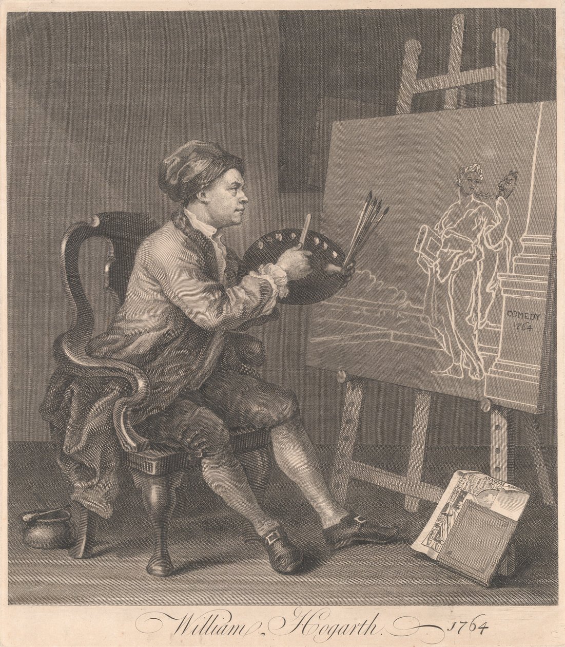 Hogarth pintando a la musa de la comicidad de William Hogarth