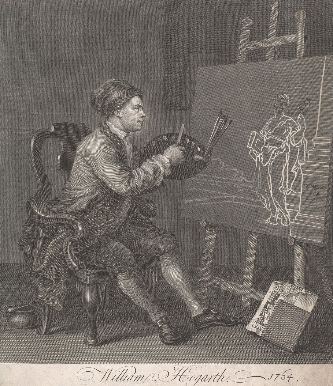 Hogarth pintando a la Musa cómica de William Hogarth