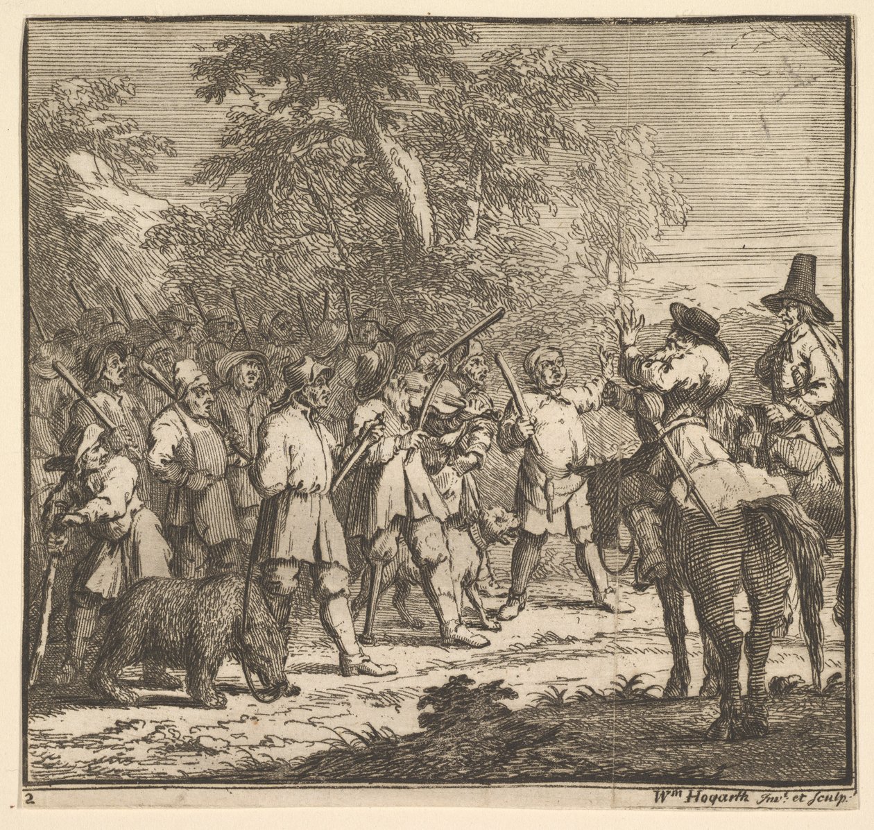Primera aventura de Hudibras Diecisiete pequeñas ilustraciones para Hudibras de Samuel Butler de William Hogarth