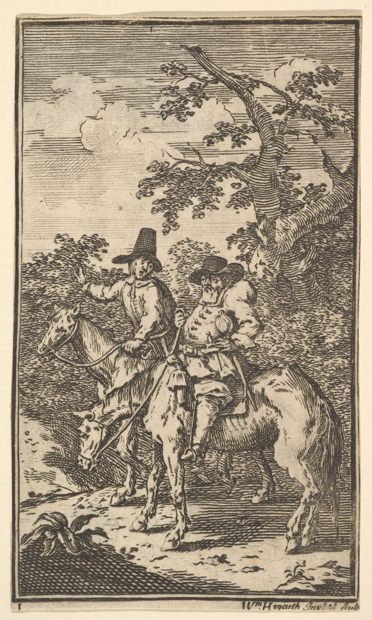 Hudibras saliendo adelante Diecisiete pequeñas ilustraciones para Hudibras de Samuel Butler de William Hogarth
