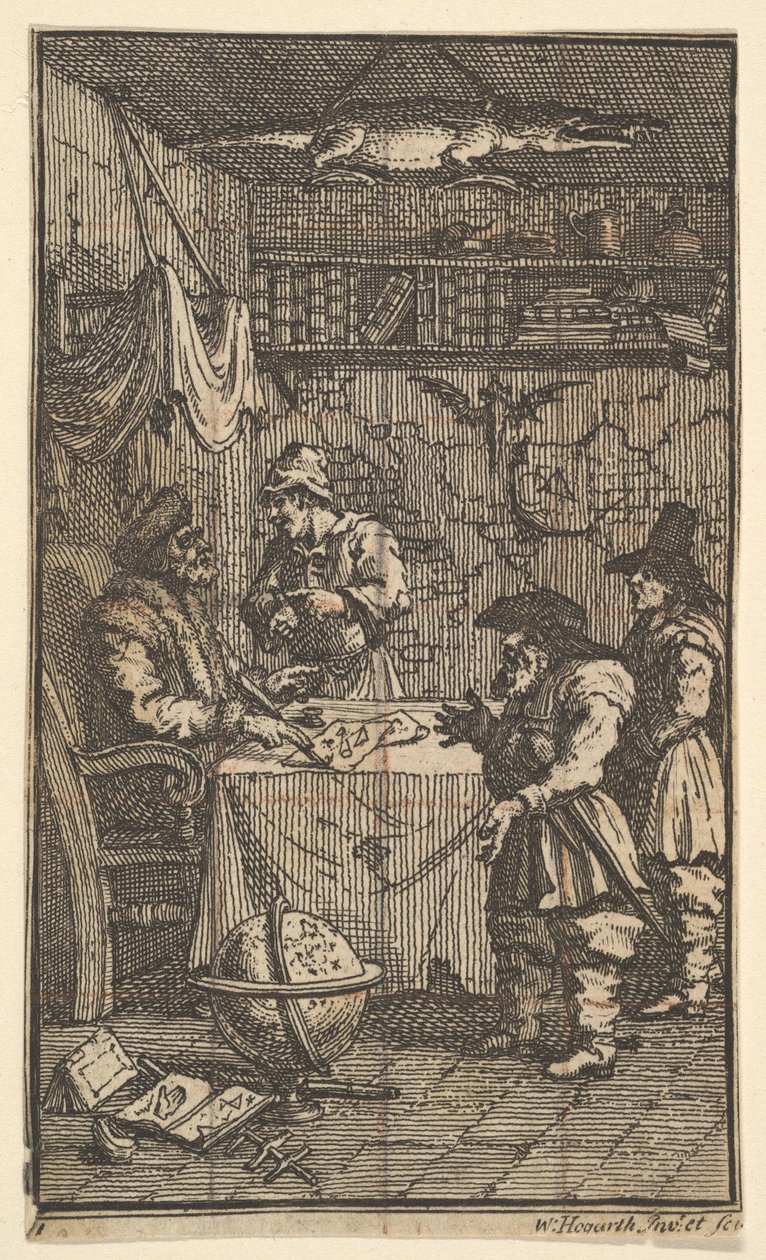 Hudibras visitando a Sidrophel Diecisiete pequeñas ilustraciones para Hudibras de Samuel Butler..., 1721-26 de William Hogarth