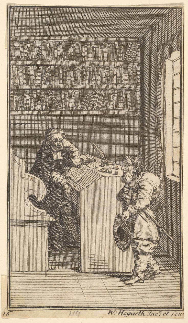 Hudibras y el Abogado Diecisiete Pequeñas Ilustraciones para Hudibras de Samuel Butler, 1721-26 de William Hogarth