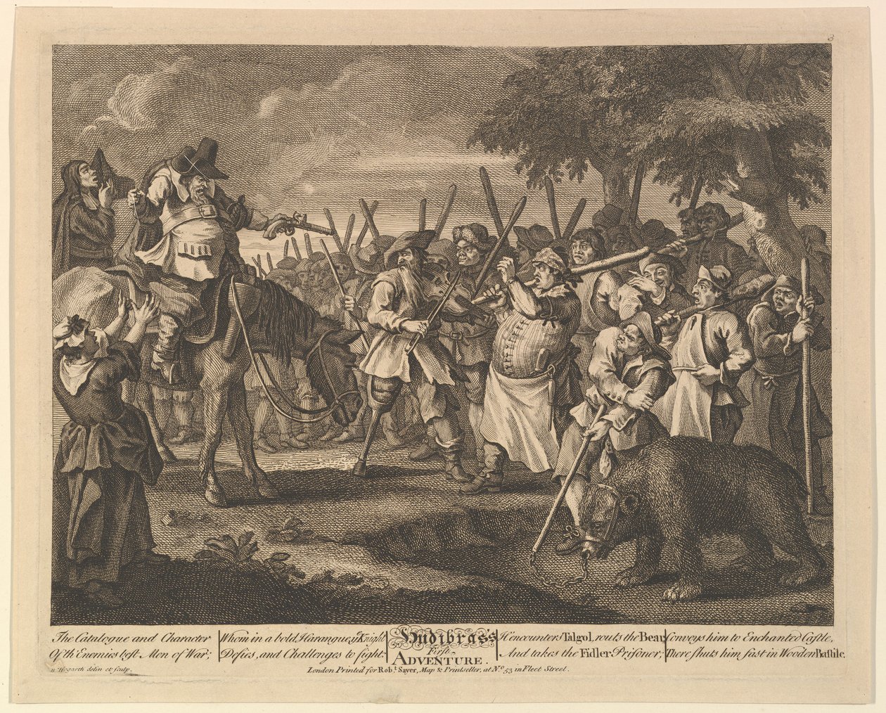 Primera aventura de Hudibras, Doce Grandes Ilustraciones para Hudibras de Samuel Butler, Pl..., 1725-68 de William Hogarth