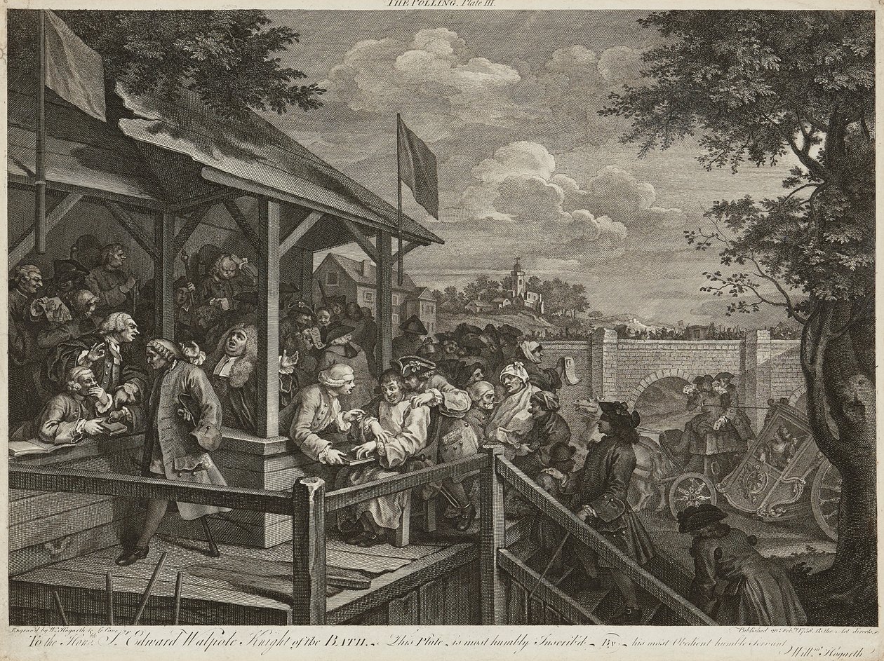 Humores de una elección (conjunto de cuatro) de William Hogarth