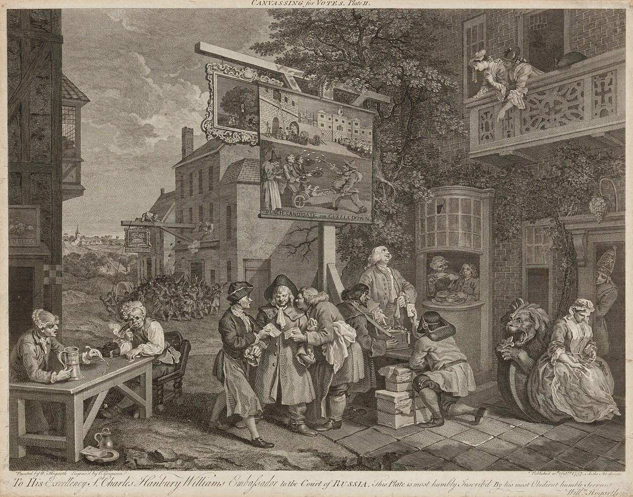 Humores de una Elección (Conjunto de Cuatro) de William Hogarth